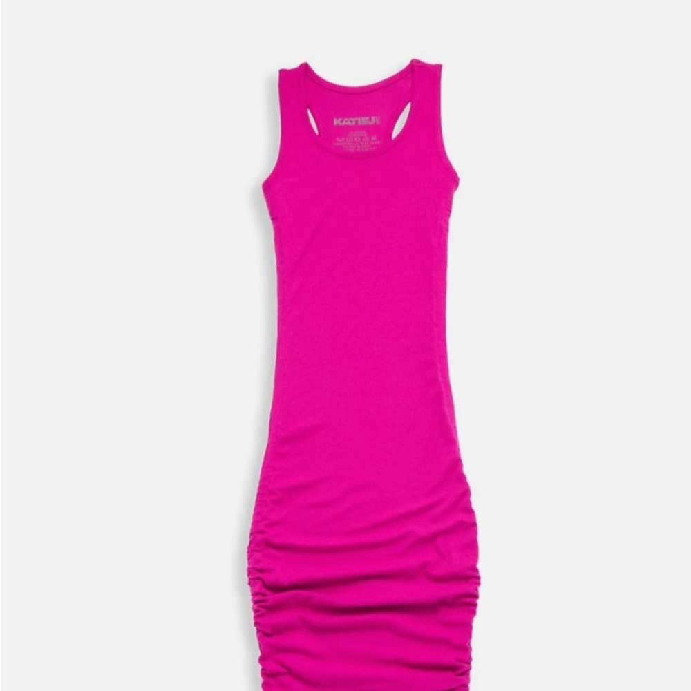 Katie J NYC Livi Ribbed tank dress in hot pink - tween size Large